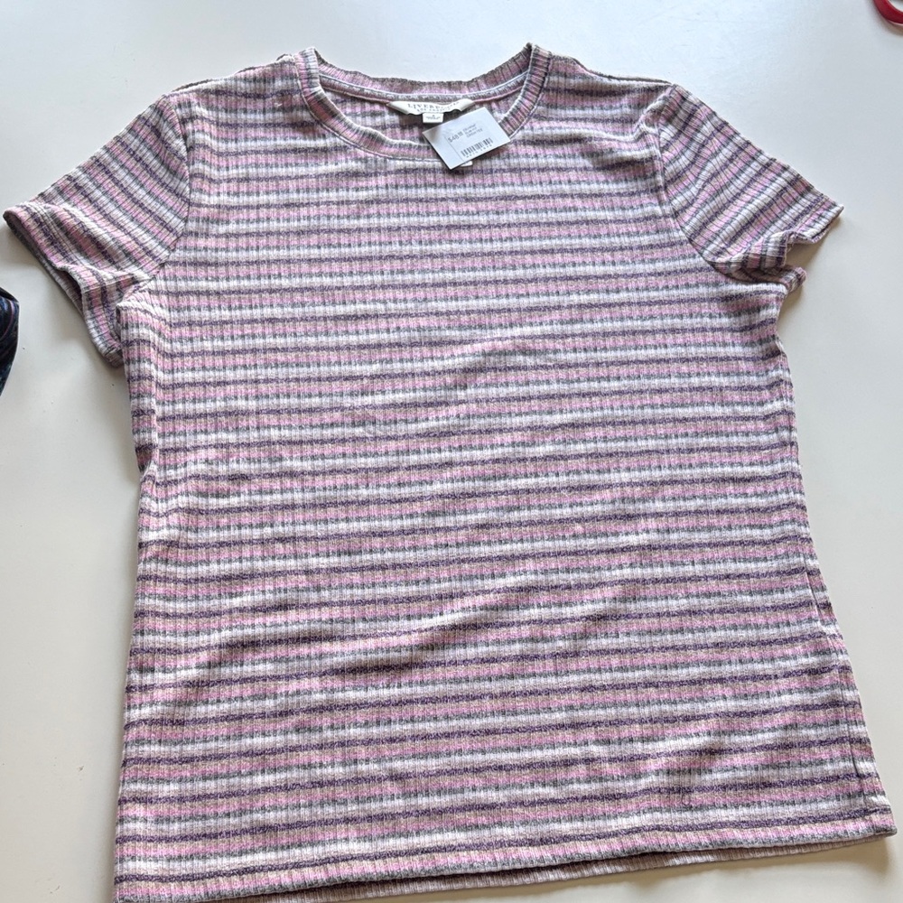 Liverpool Pink and Gray Striped Tee
